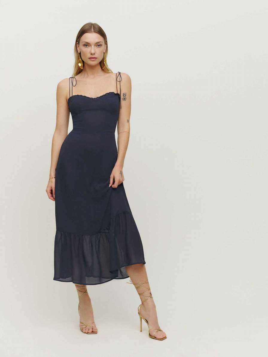 Women's Reformation Enya Dress Navy | USA-632157