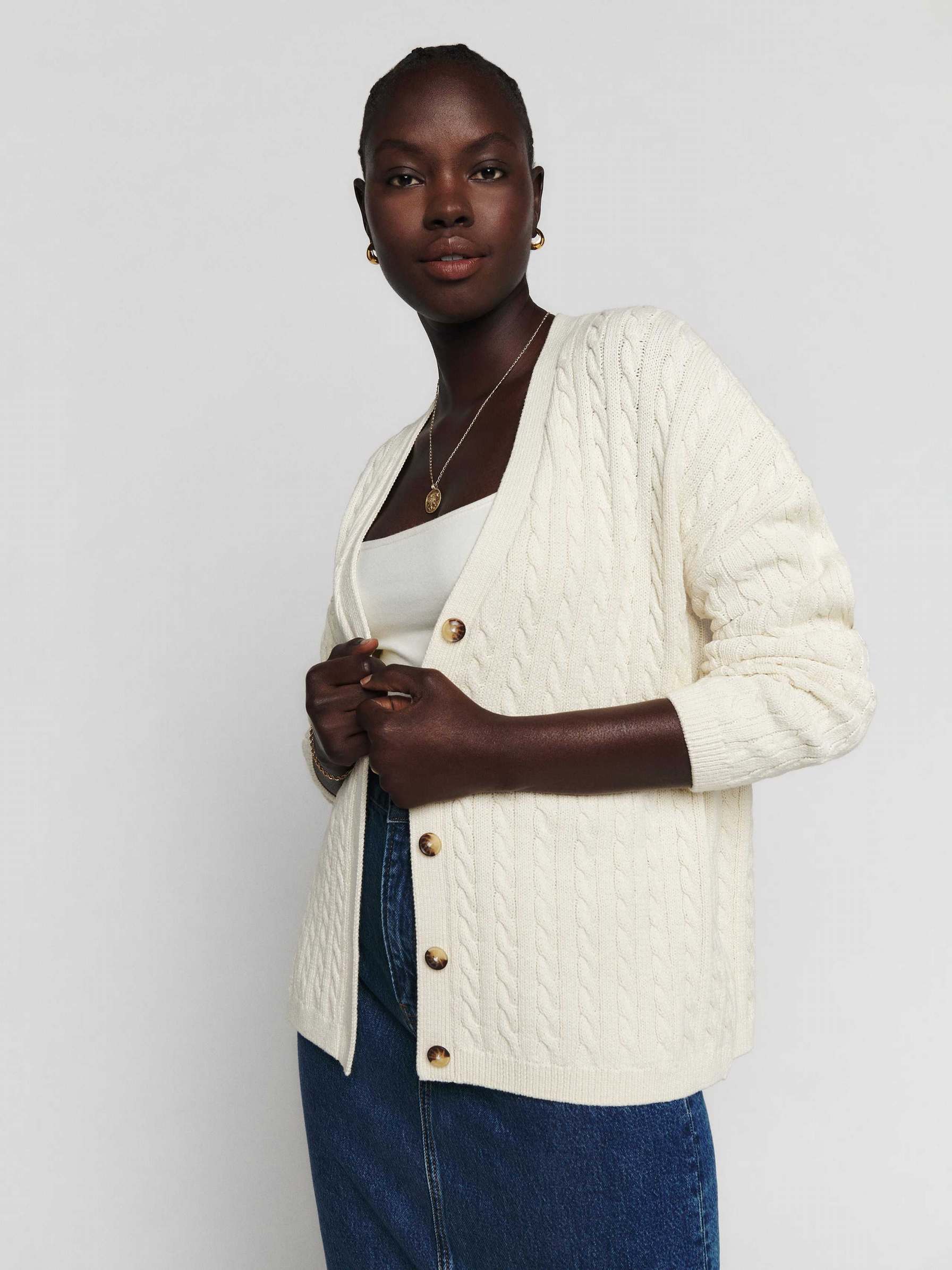 Women's Reformation Eros Cotton Cardigan White | USA-427830