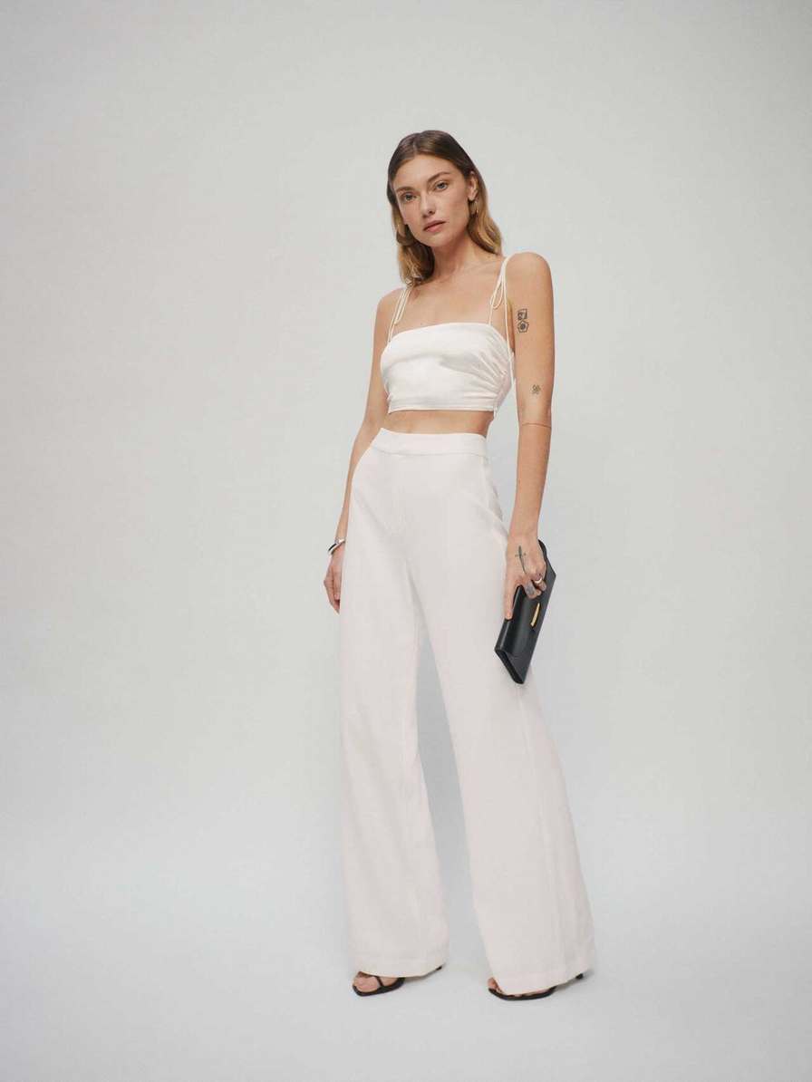 Women's Reformation Faye Pants White | USA-821347