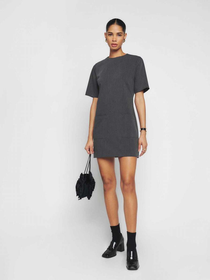 Women's Reformation Finsbury Dress Grey | USA-064837