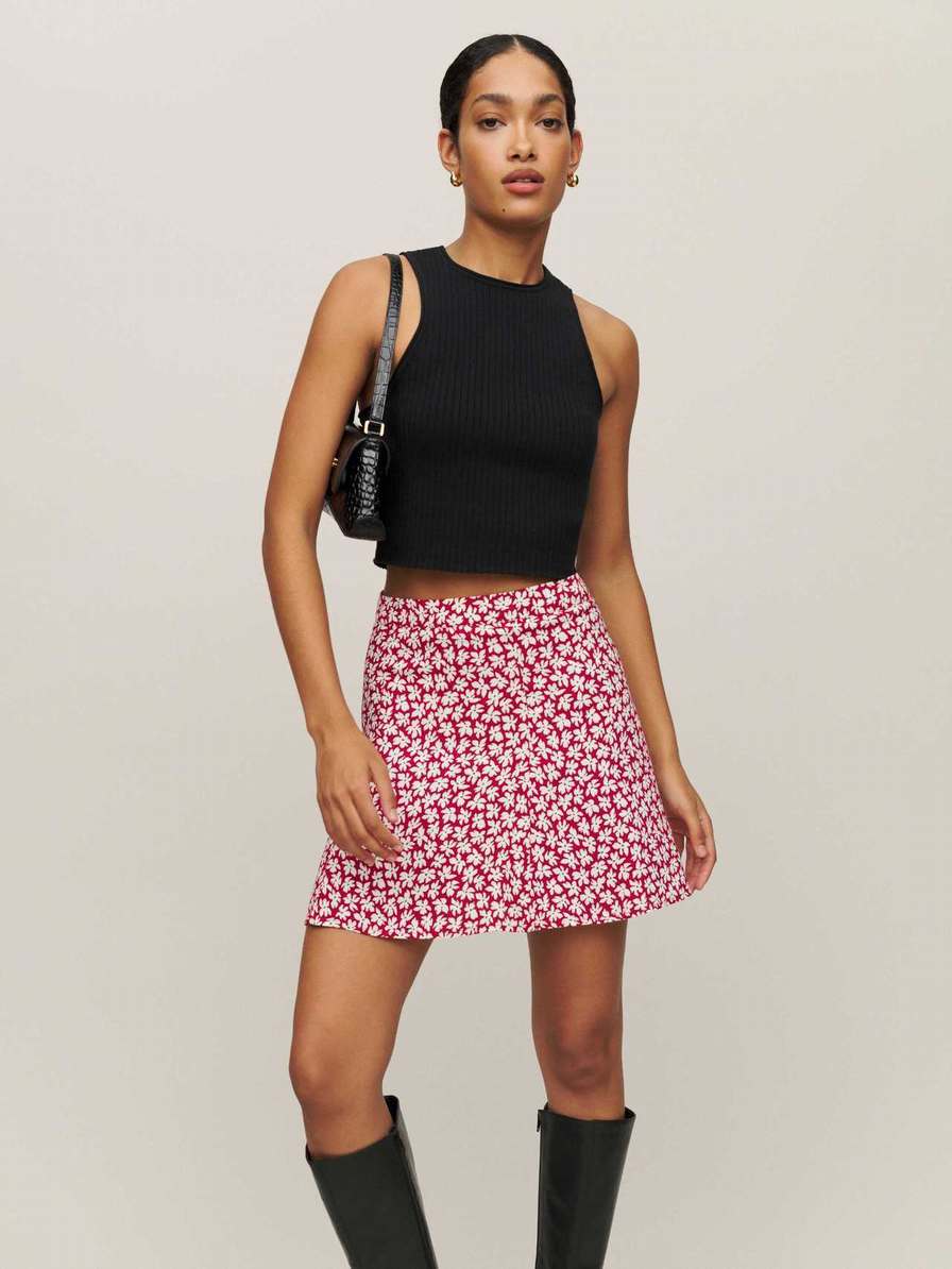 Women's Reformation Flounce Skirts Rose | USA-028416