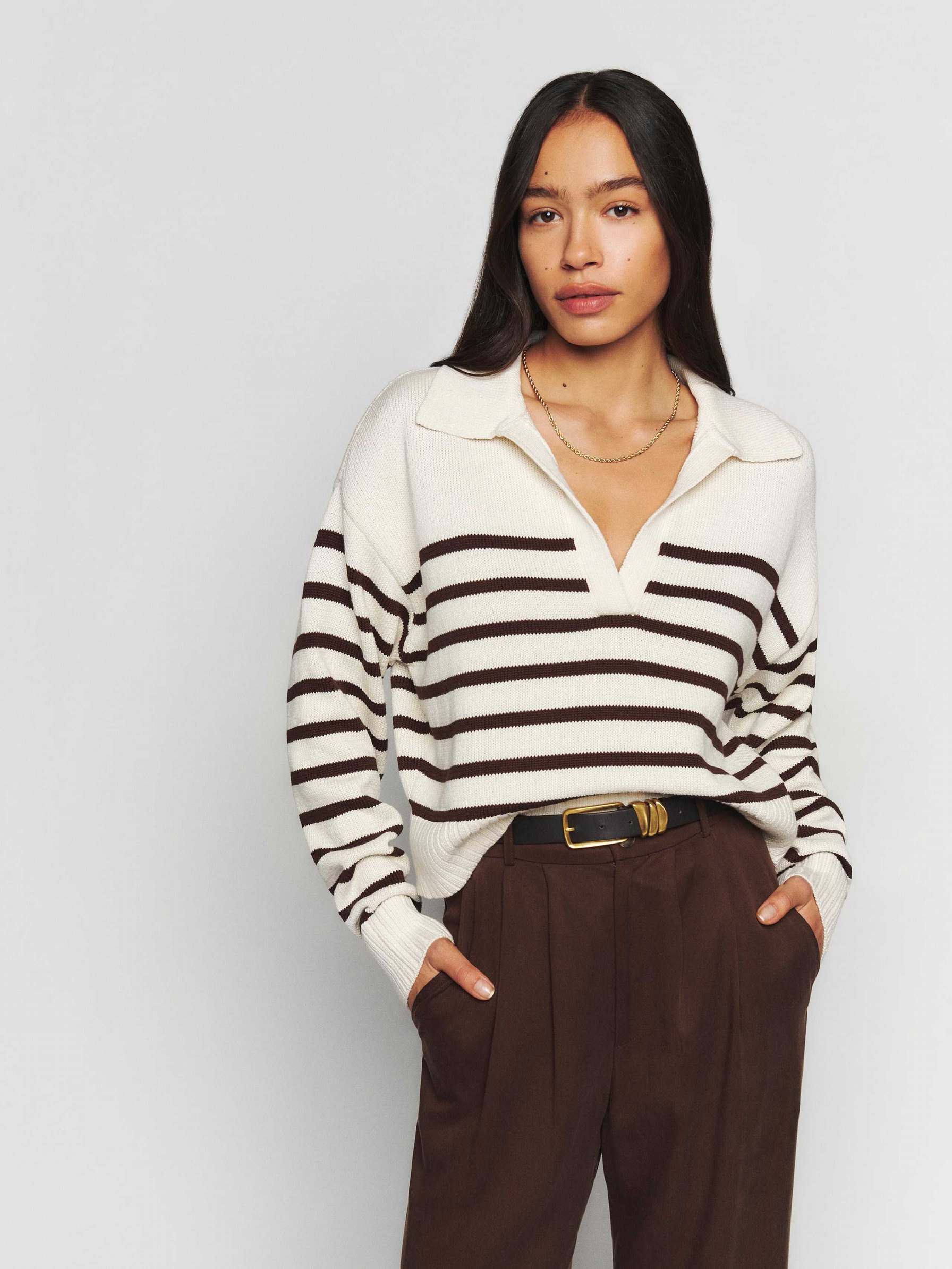 Women's Reformation Francesco Cotton Sweater Stripes | USA-627418