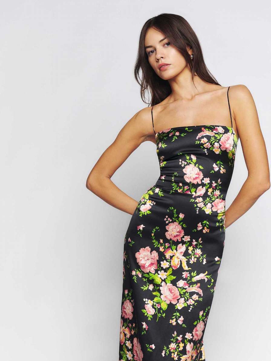 Women's Reformation Frankie Silk Dress Flower | USA-2831760