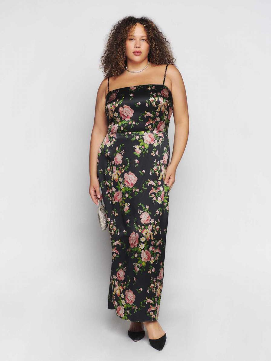 Women's Reformation Frankie Silk Es Dress Flower | USA-237518