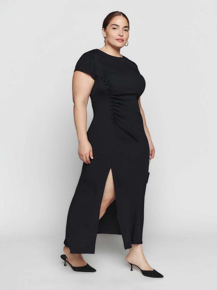 Women's Reformation Frasier Es Dress Black | USA-427681