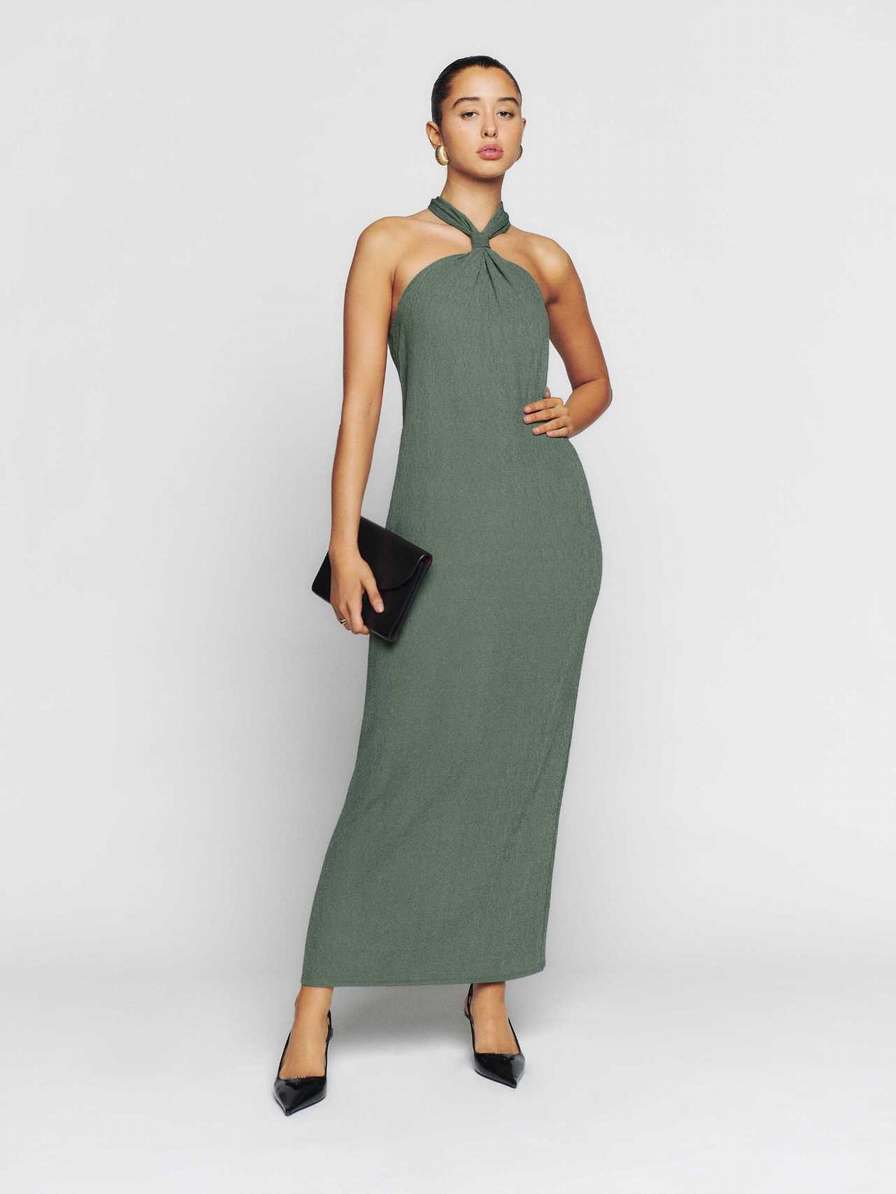 Women's Reformation Hamilton Knit Dress Green | USA-527136