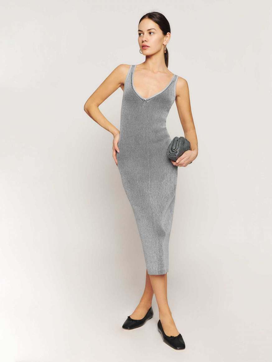 Women's Reformation Heron Cotton Dress Light Grey | USA-538042