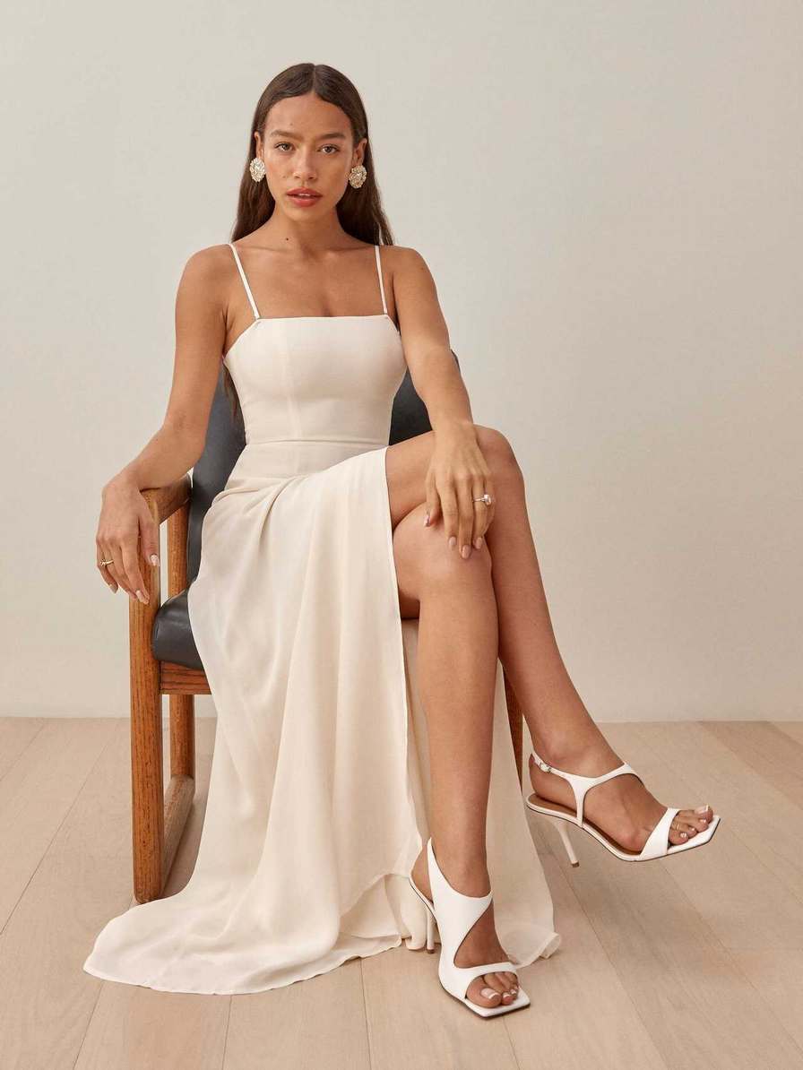 Women's Reformation Ingrid Dress White | USA-415237