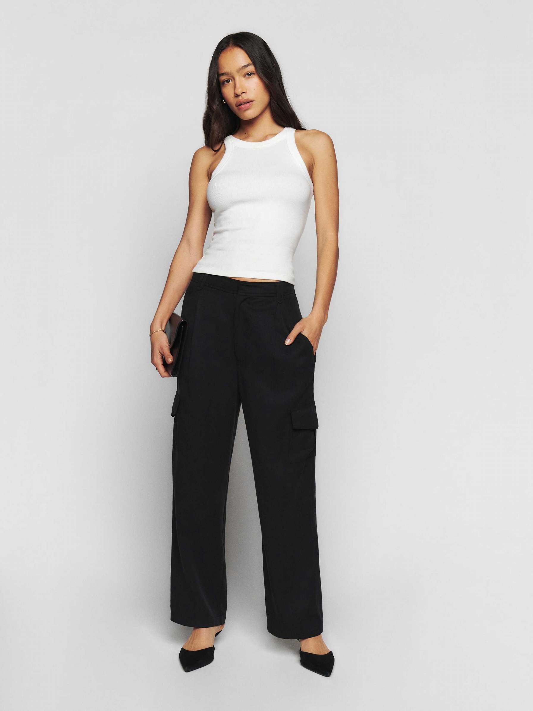 Women's Reformation Jackson Pants Black | USA-304861