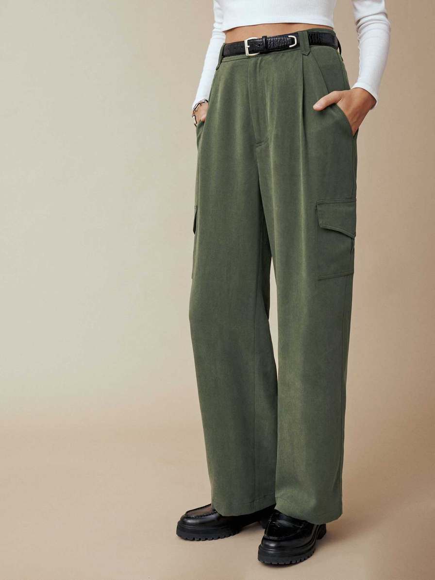 Women's Reformation Jackson Pants Dark Green | USA-587120