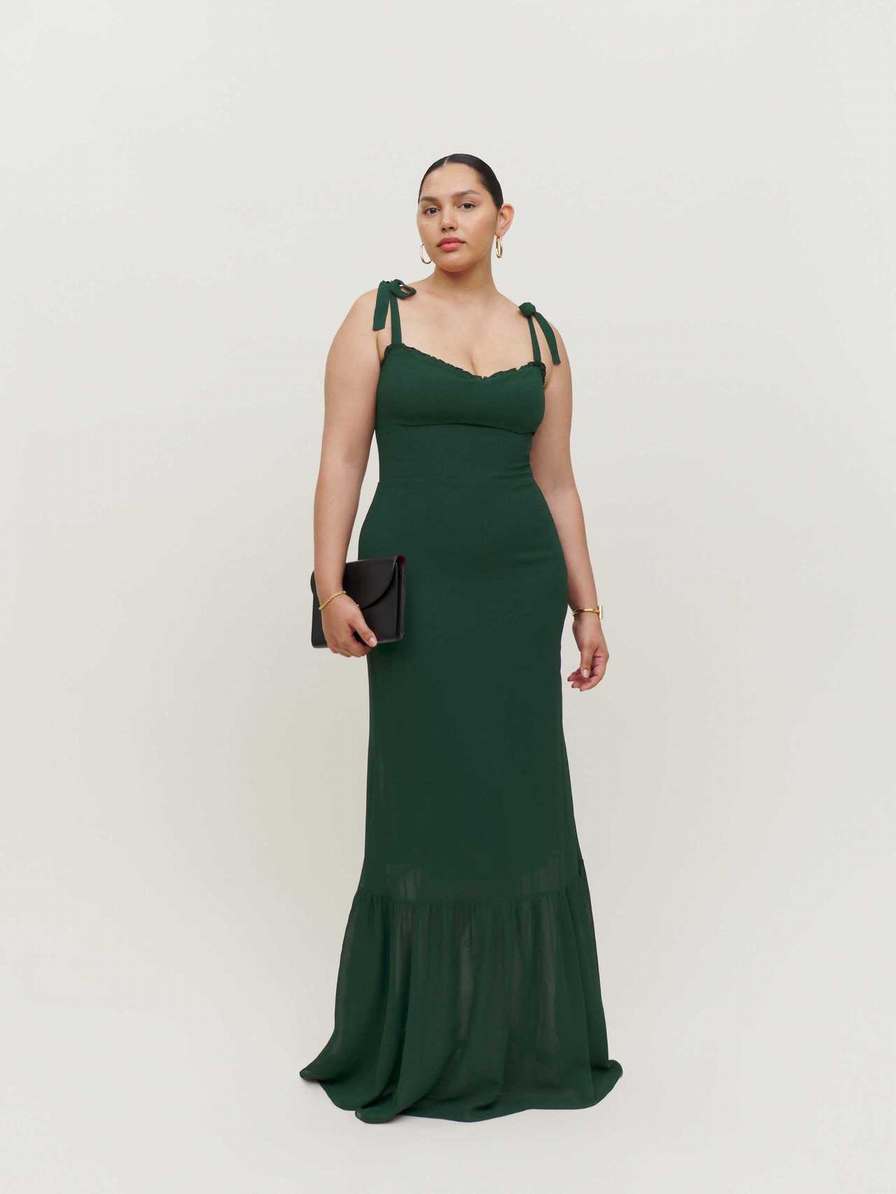 Women's Reformation Jasen Dress Black Green | USA-0128534