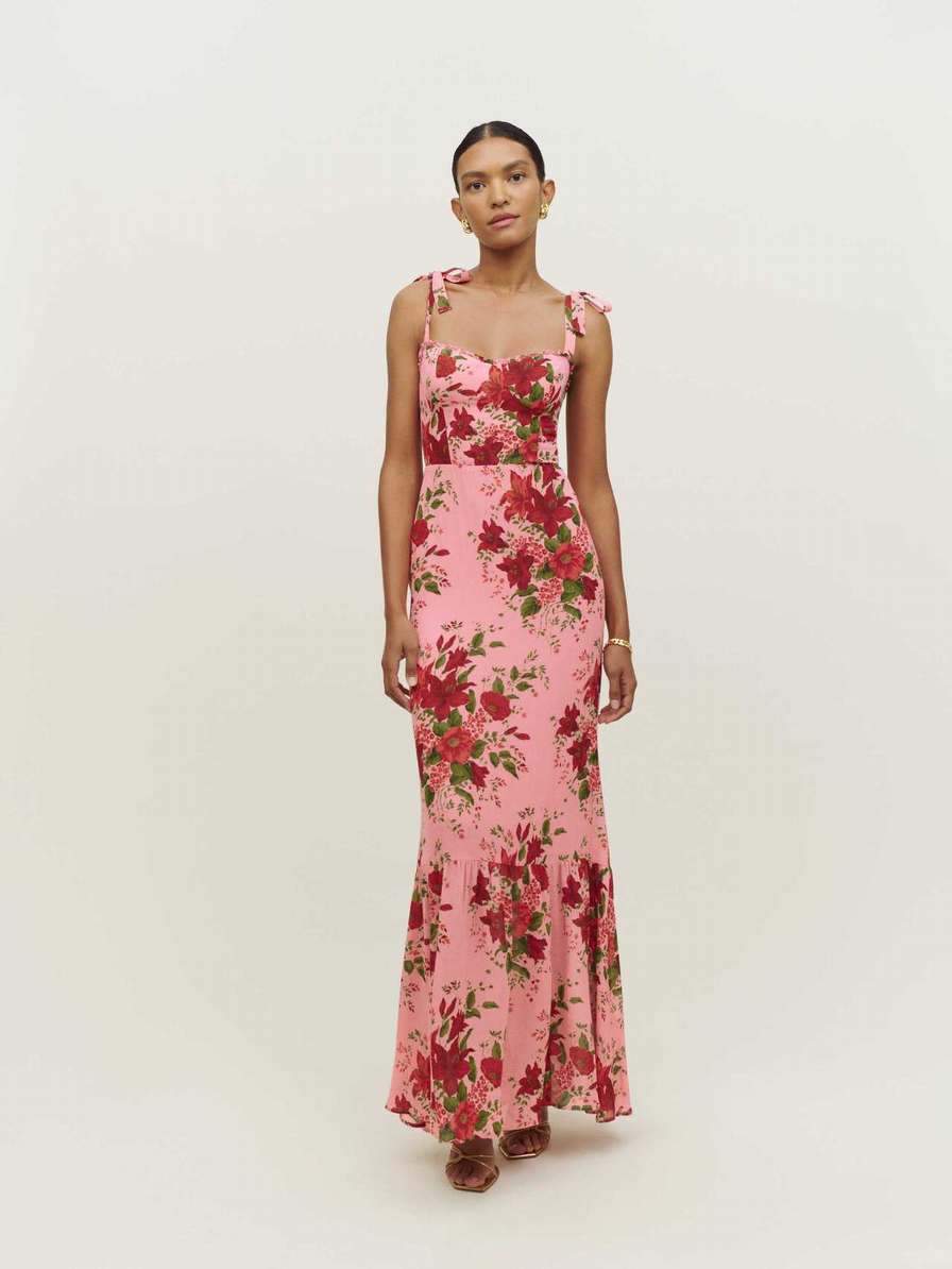 Women's Reformation Jasen Dress Rose Flower | USA-370615