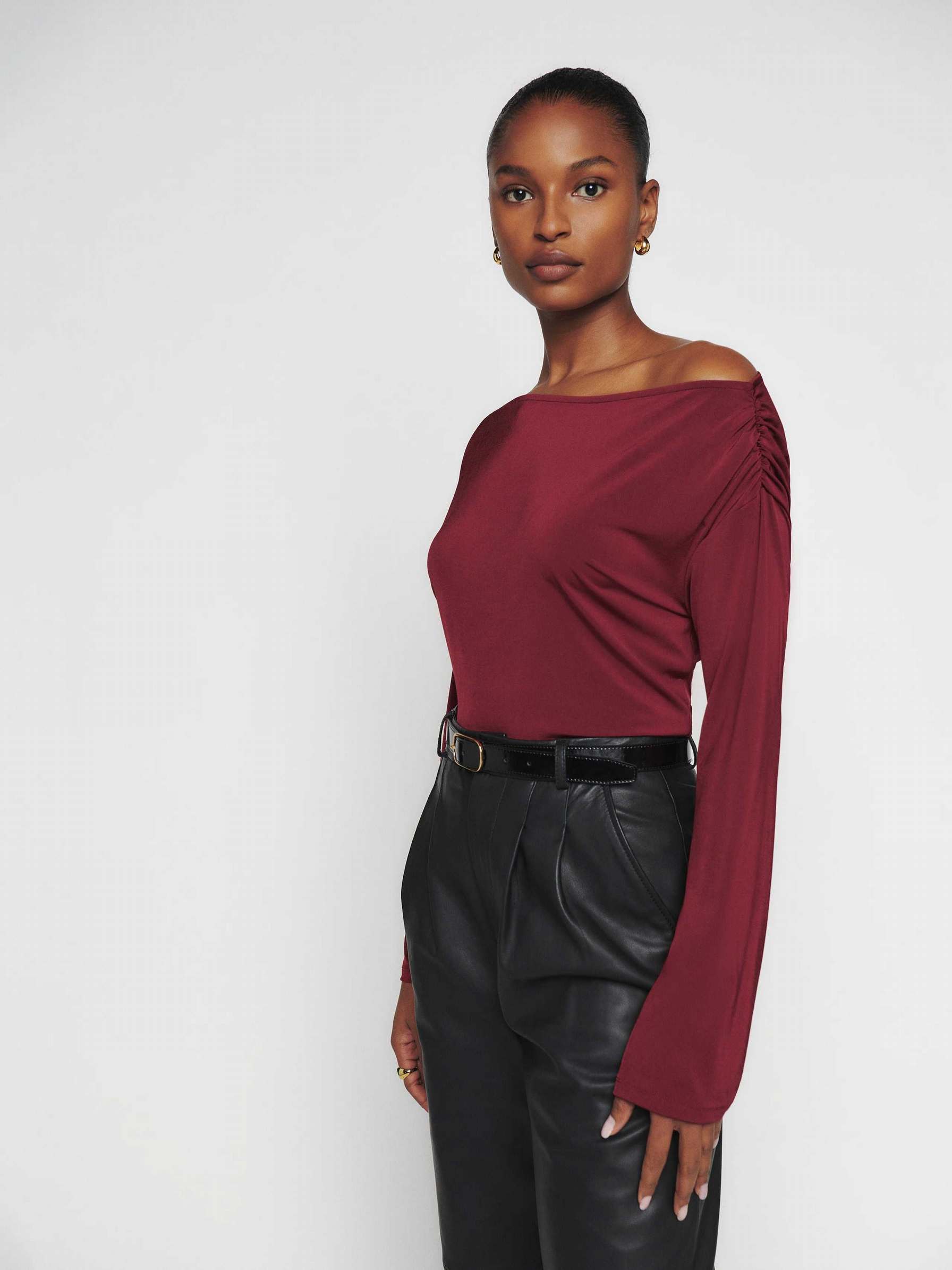 Women's Reformation Jettie Knit Tops Burgundy | USA-0182467