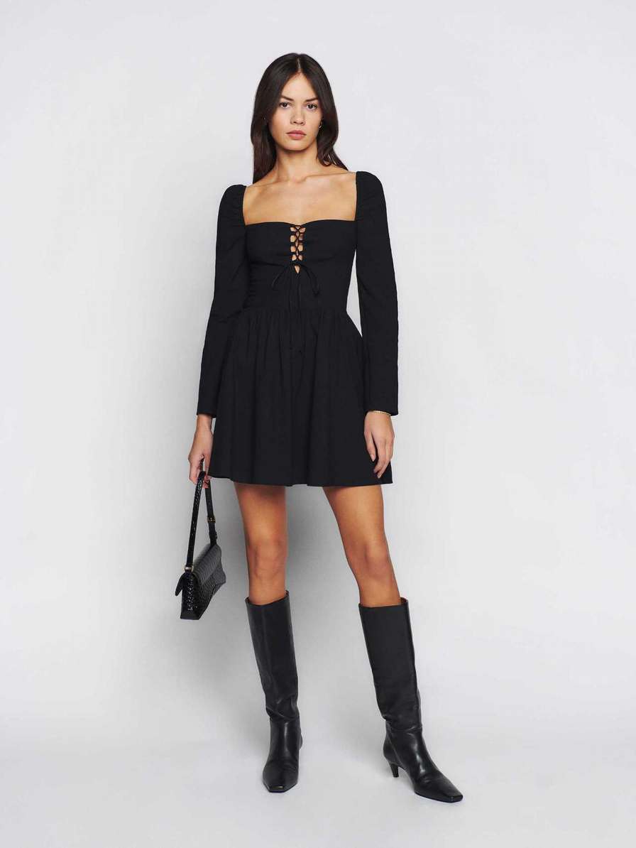 Women's Reformation Johnny Dress Black | USA-1730564