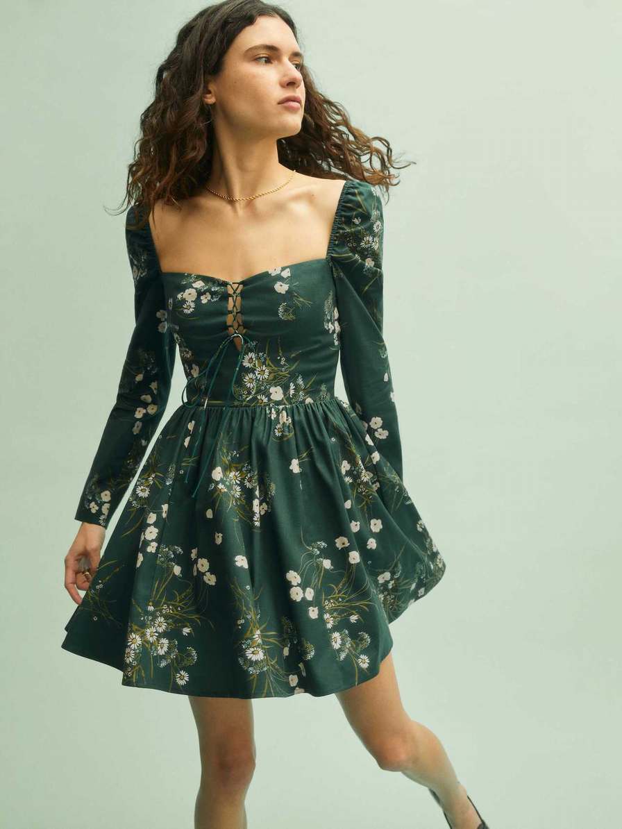 Women's Reformation Johnny Dress Dark Green | USA-034865