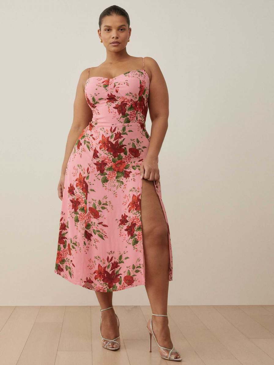 Women's Reformation Juliette Es Dress Rose Flower | USA-837245