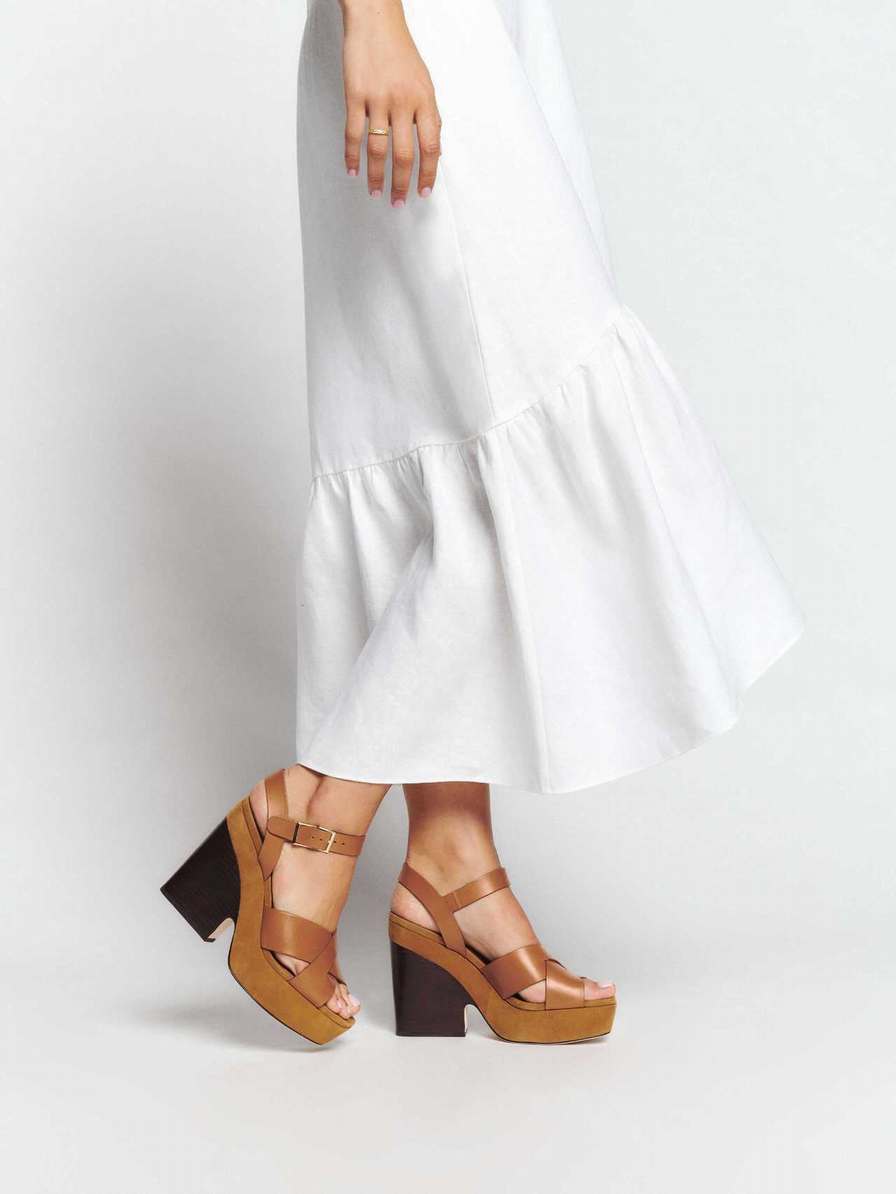 Women's Reformation Juna Platform Sandals Brown | USA-023157