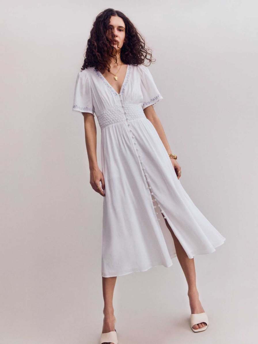 Women's Reformation Kamryn Dress White | USA-783506