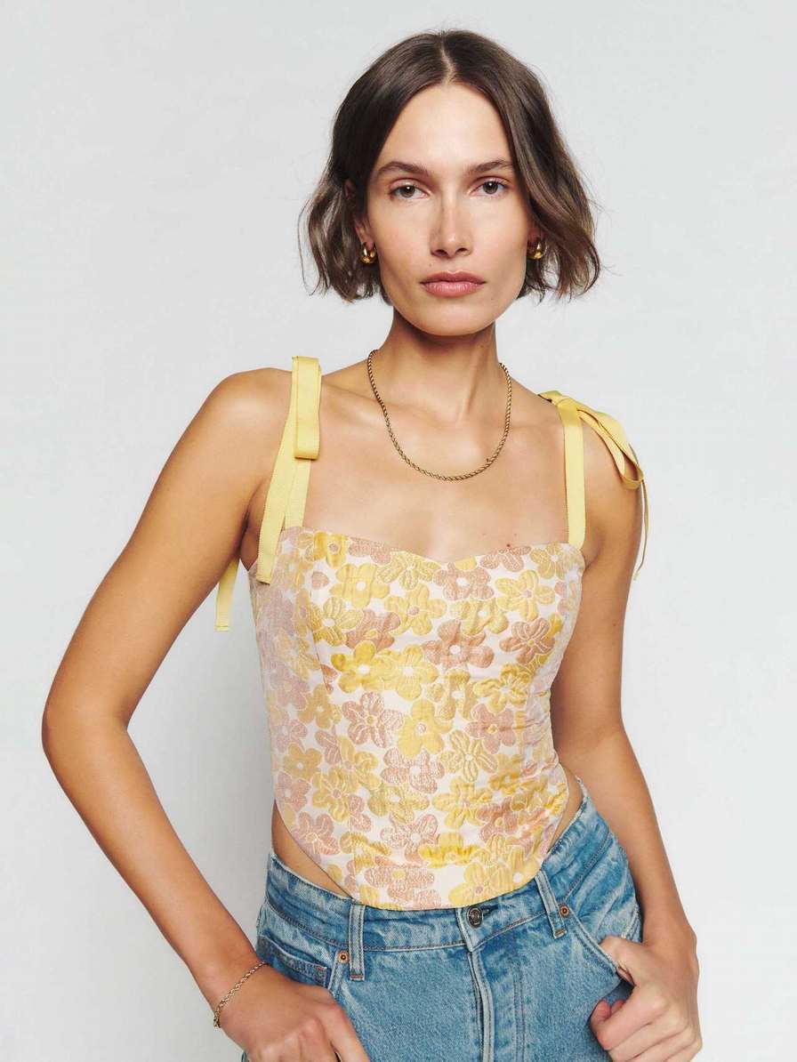 Women's Reformation Karoline Tops Gold Yellow | USA-274381