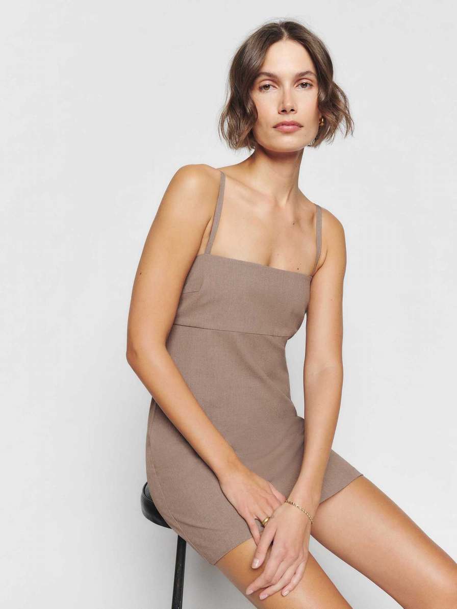 Women's Reformation Kirby Dress Beige | USA-1486532