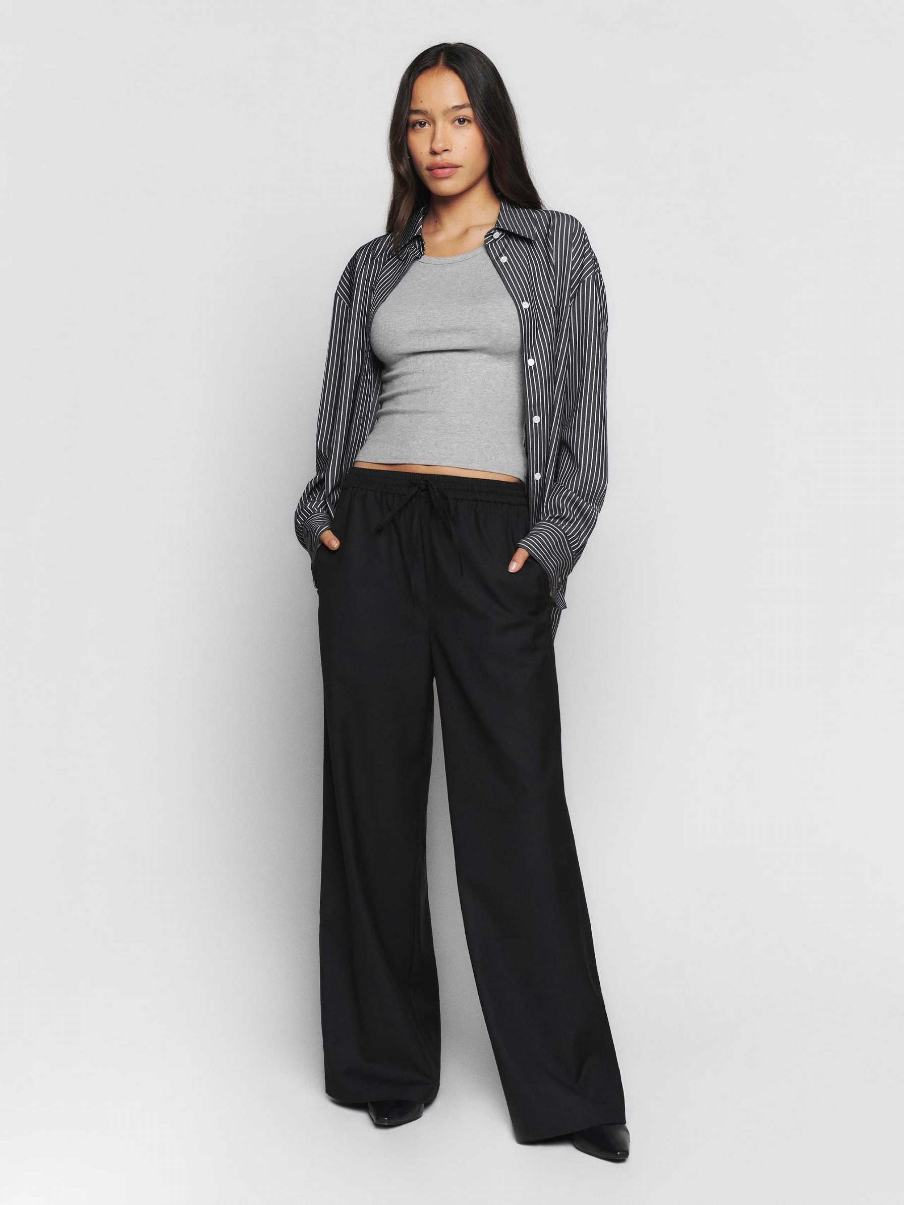 Women's Reformation Kyle Pants Black | USA-486351