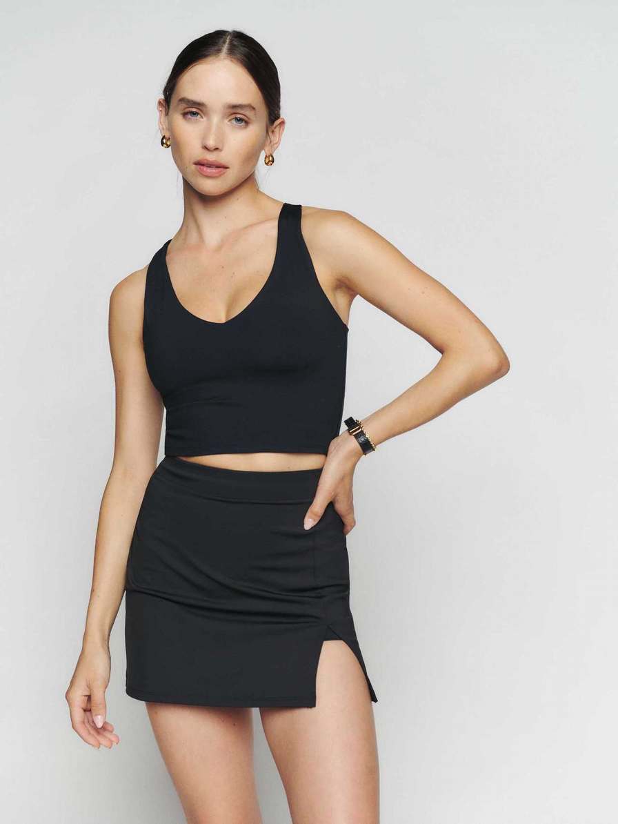 Women's Reformation Kylen Ecostretch Tanks Black | USA-368025