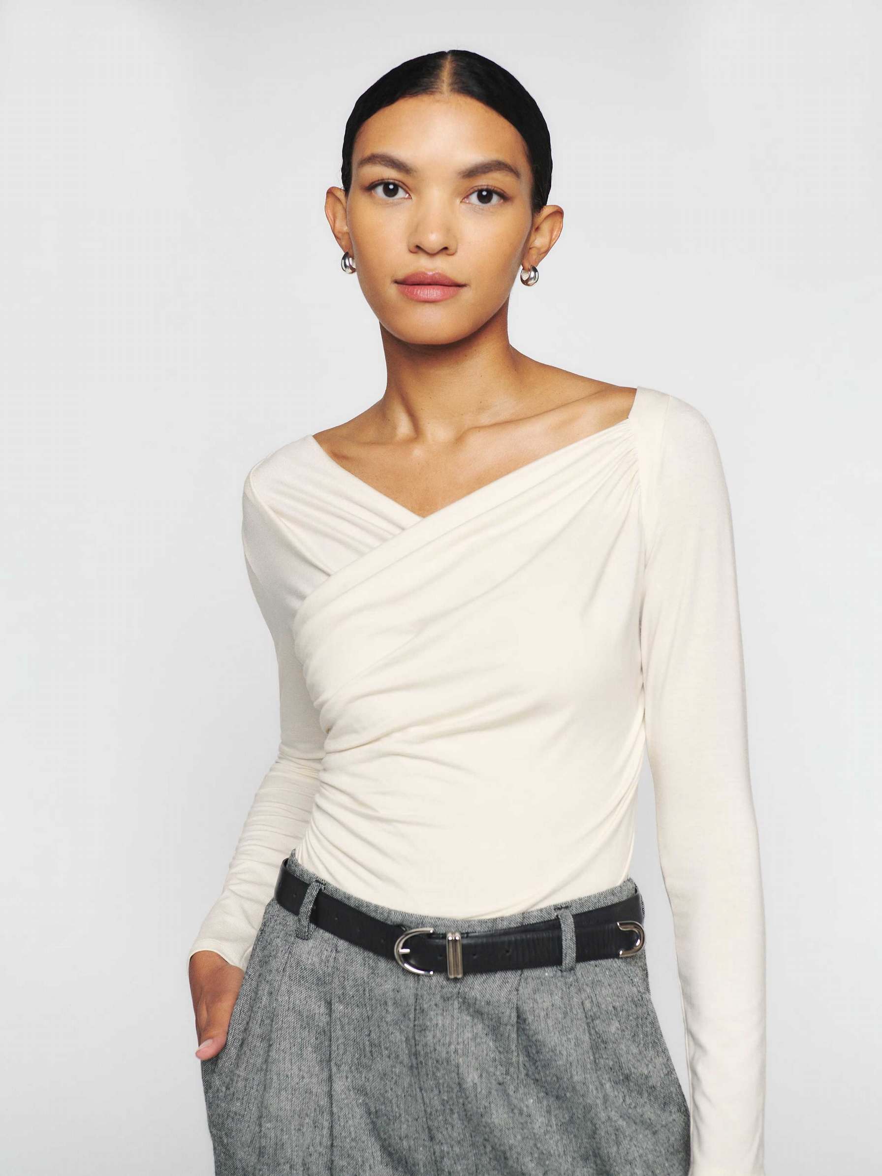 Women's Reformation Laredo Knit Tops Cream | USA-084612