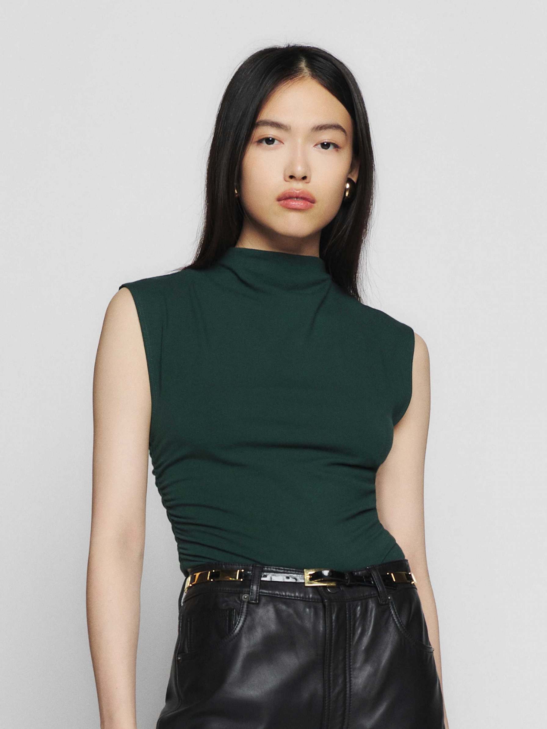 Women's Reformation Lindy Knit Tops Black Green | USA-380514