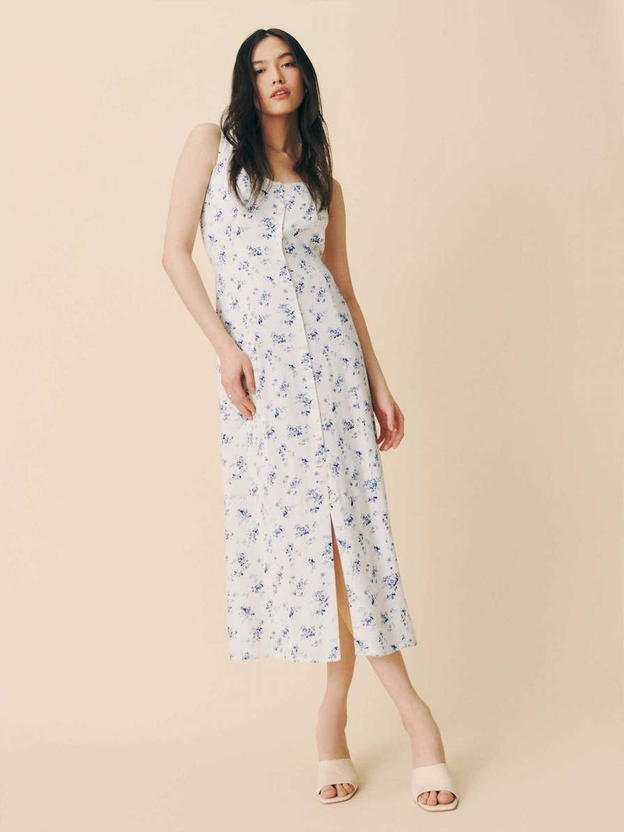 Women's Reformation Londyn Dress Light Blue | USA-7324106