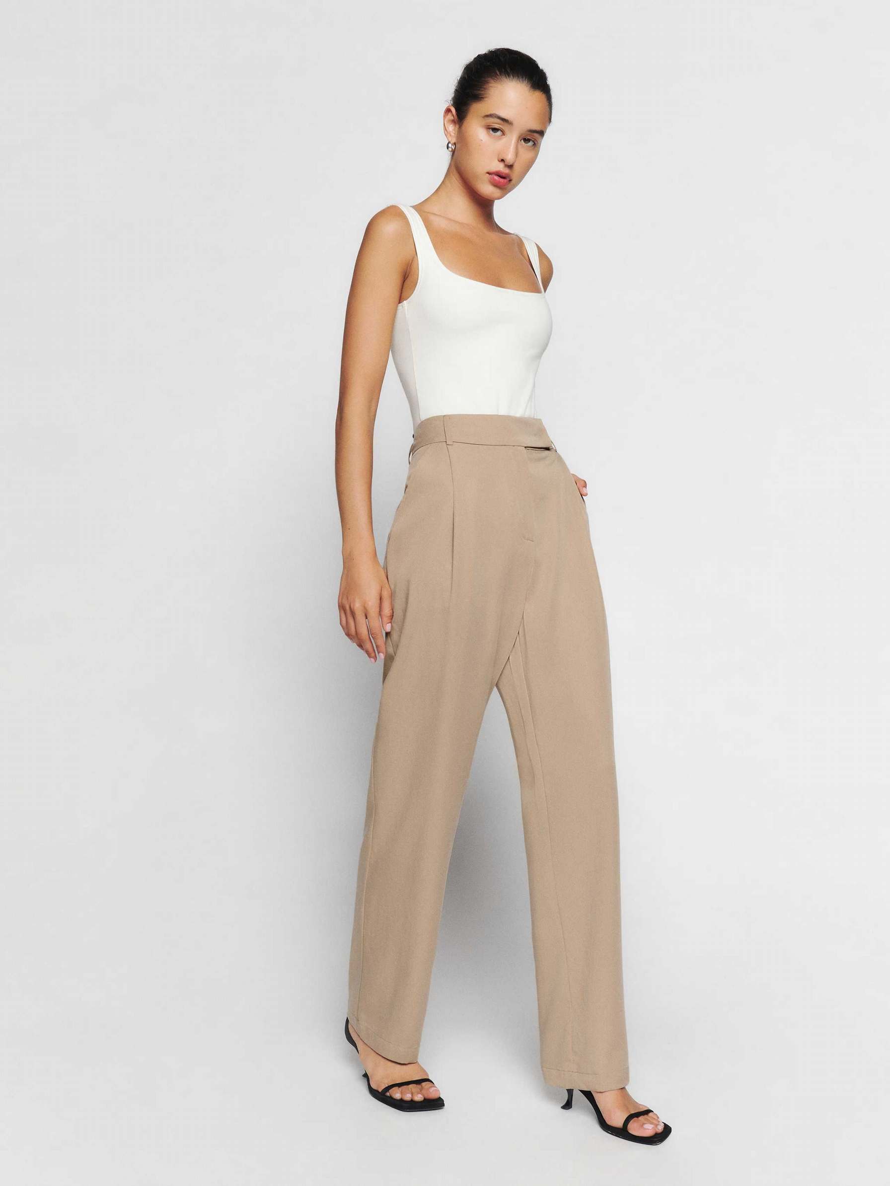 Women's Reformation Lucas Pants Khaki | USA-354180