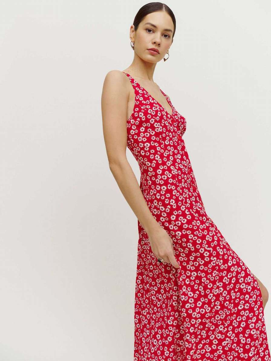 Women's Reformation Luke Dress Red / Flower | USA-230478