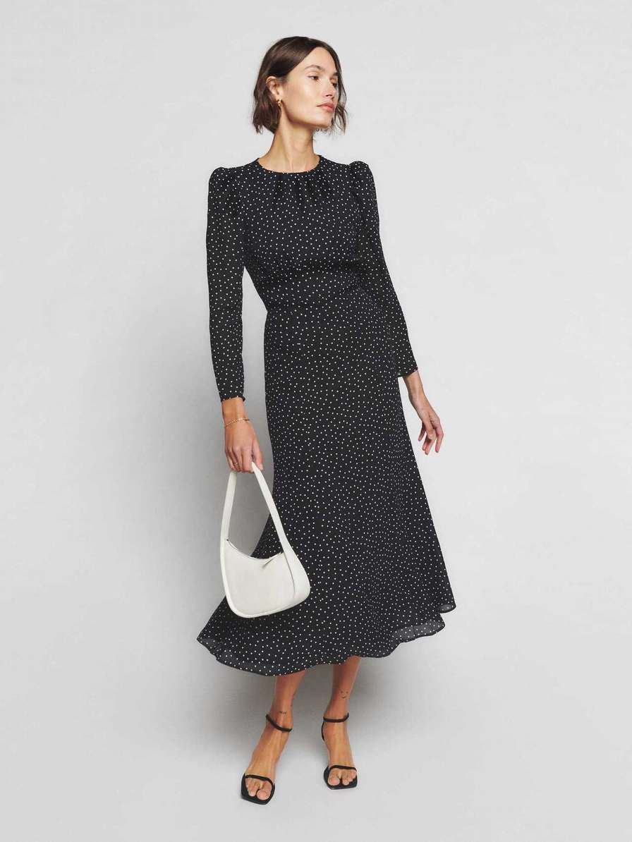 Women's Reformation Lysander Dress Black / White | USA-804523