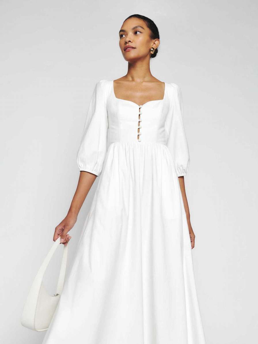 Women's Reformation Madden Dress White | USA-830247