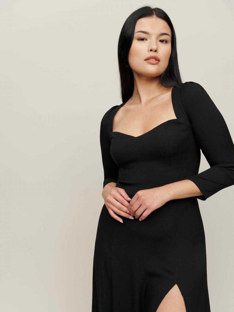 Women's Reformation Mara Dress Black | USA-2761850