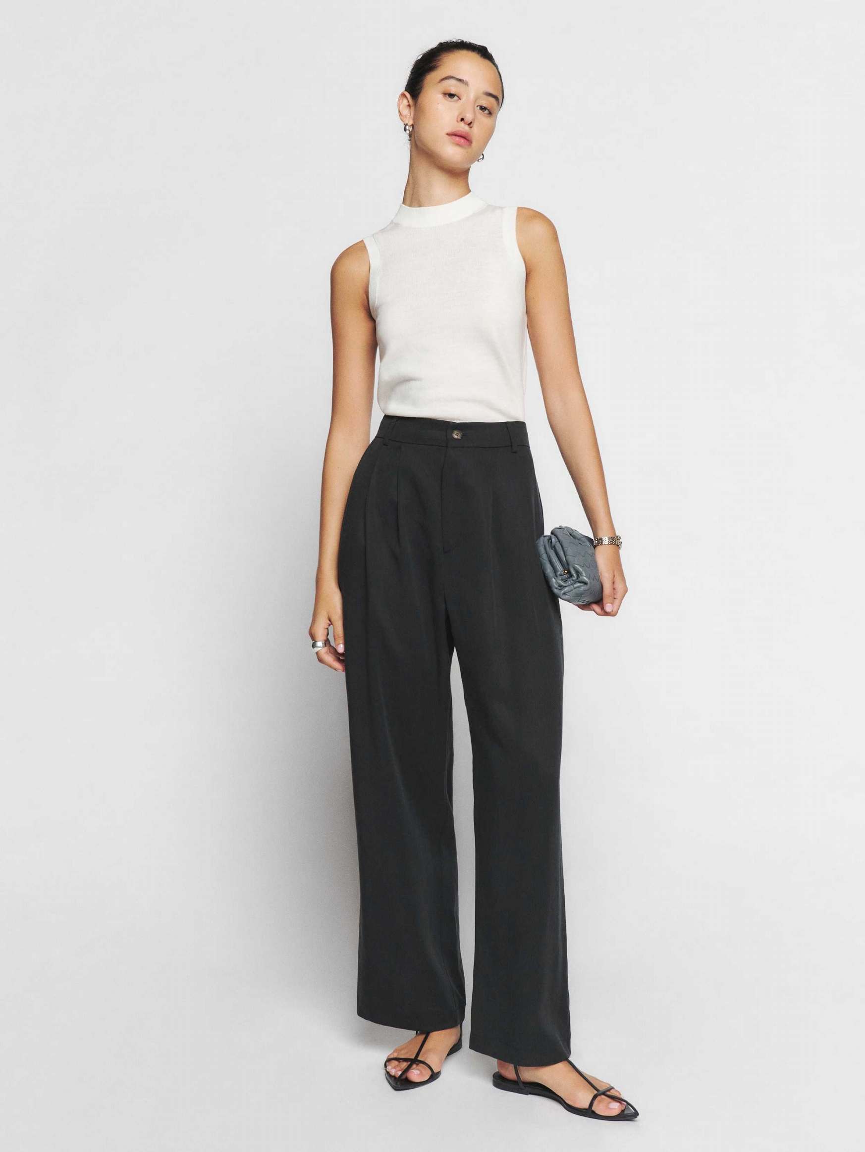 Women's Reformation Mason Cropped Pants Black | USA-806241