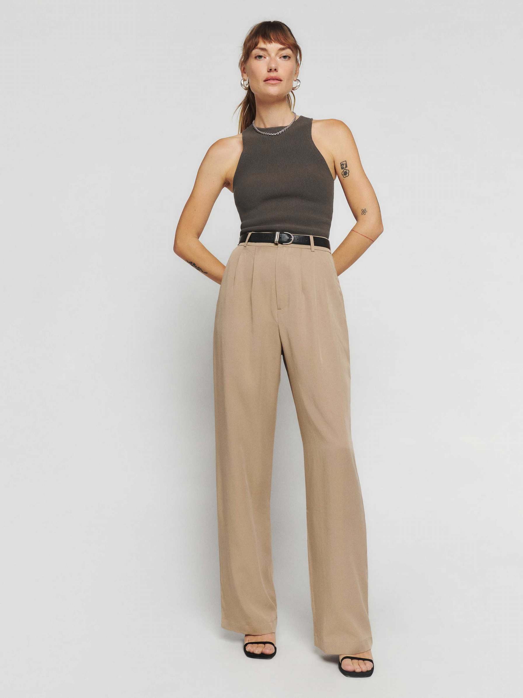 Women's Reformation Mason Pants Khaki | USA-410568