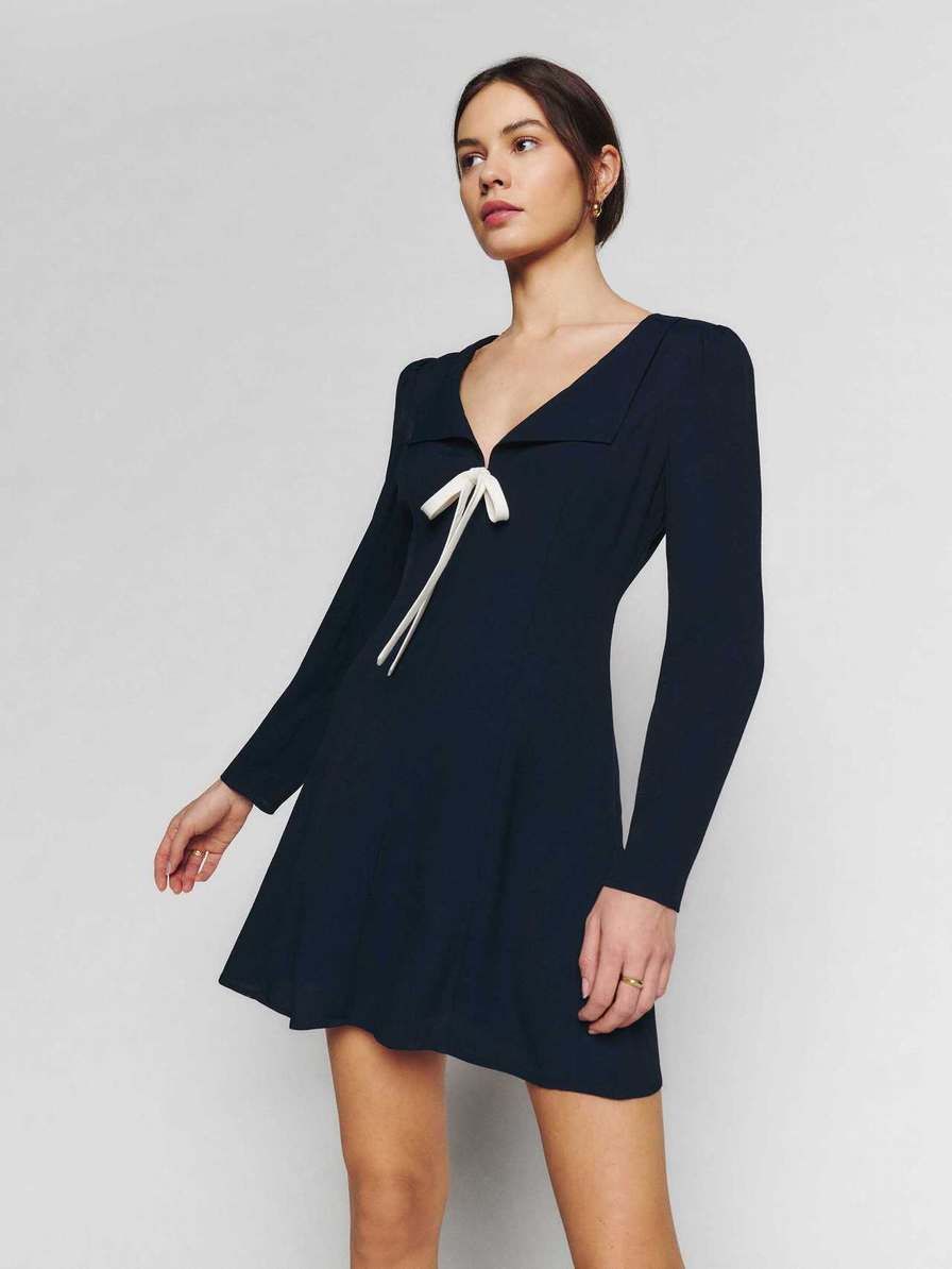 Women's Reformation Mavis Dress Navy | USA-645081