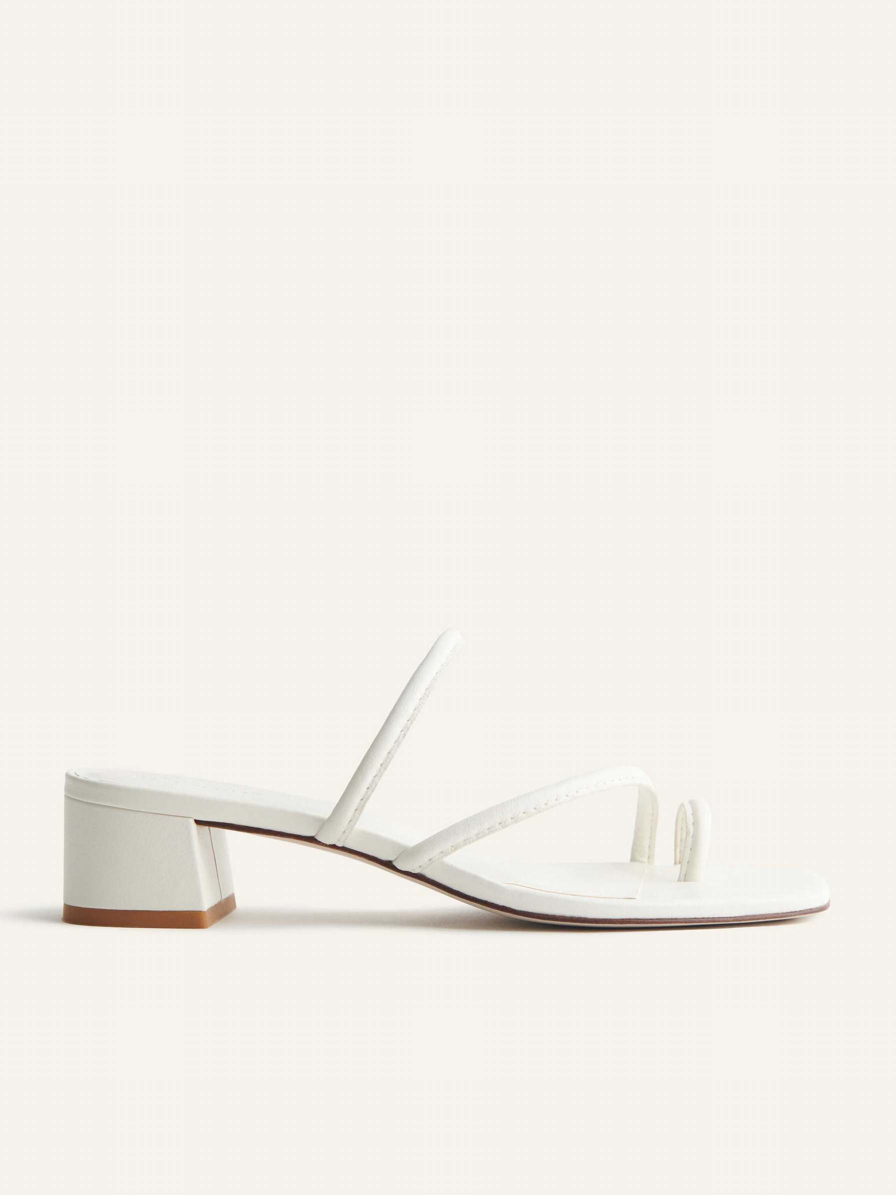 Women's Reformation Meena Toe Ring Block Sandals White | USA-7456082