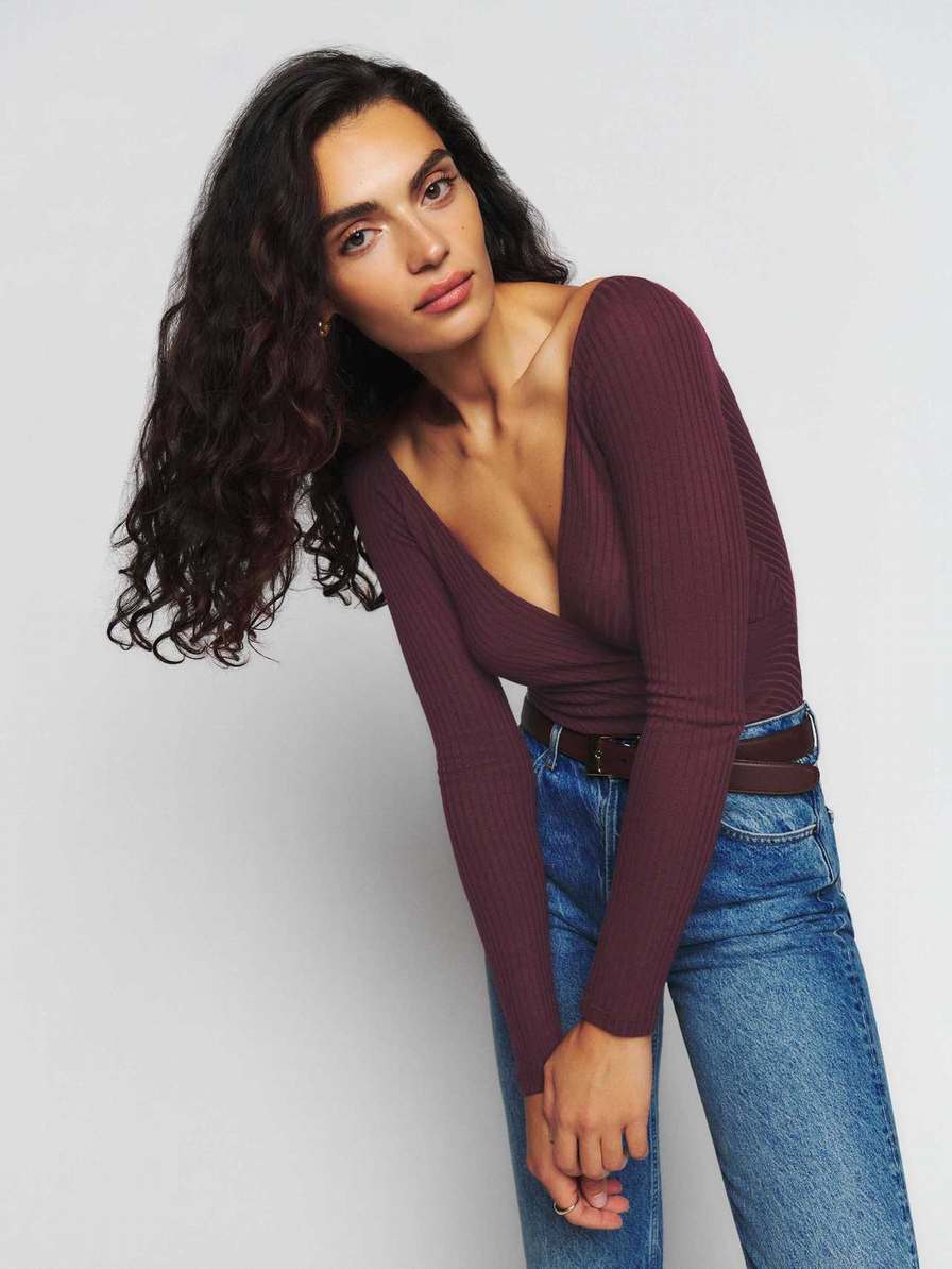 Women's Reformation Minnie Knit Tops Fuchsia | USA-208657