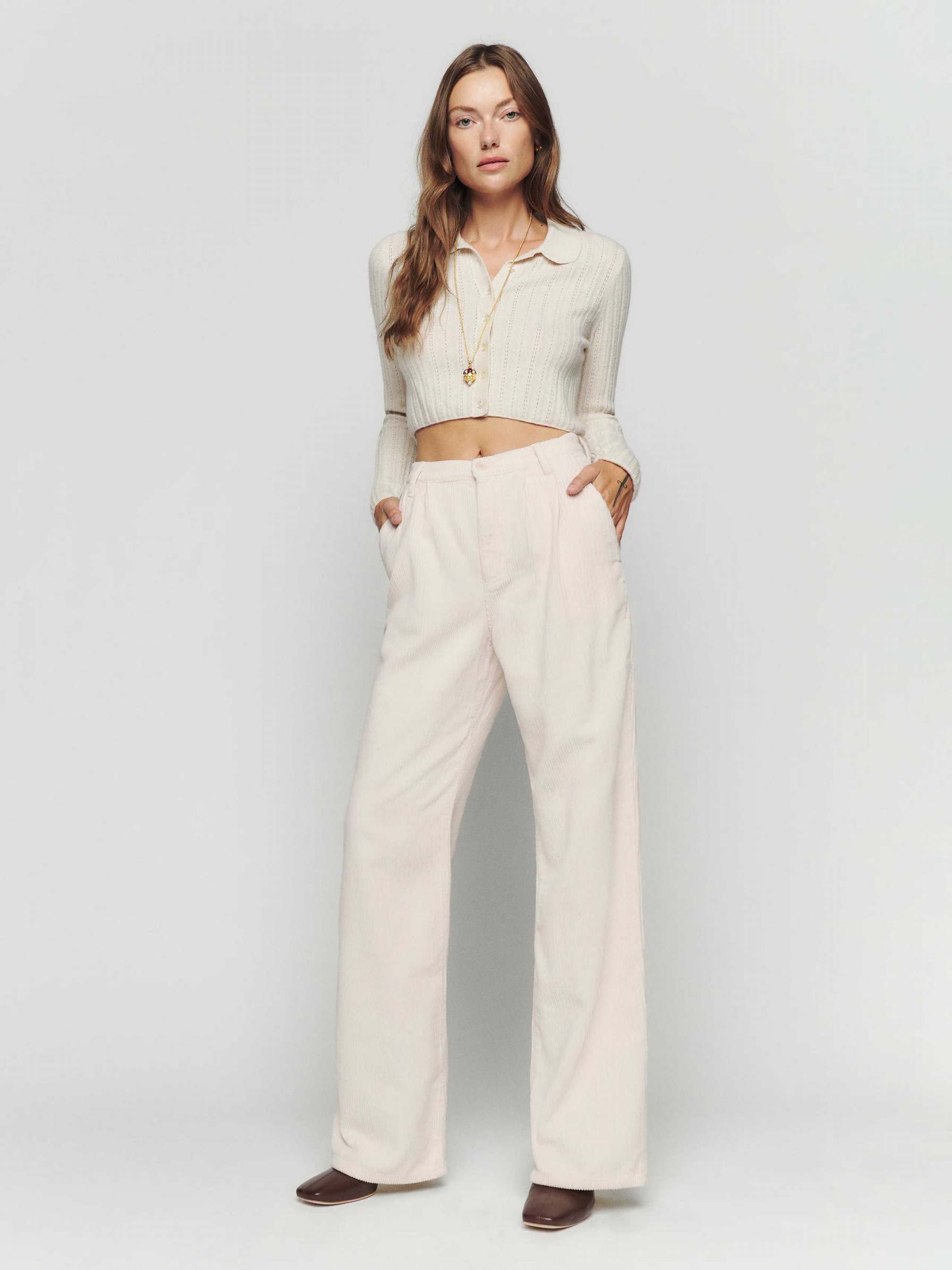 Women's Reformation Montauk Pants Beige | USA-314286