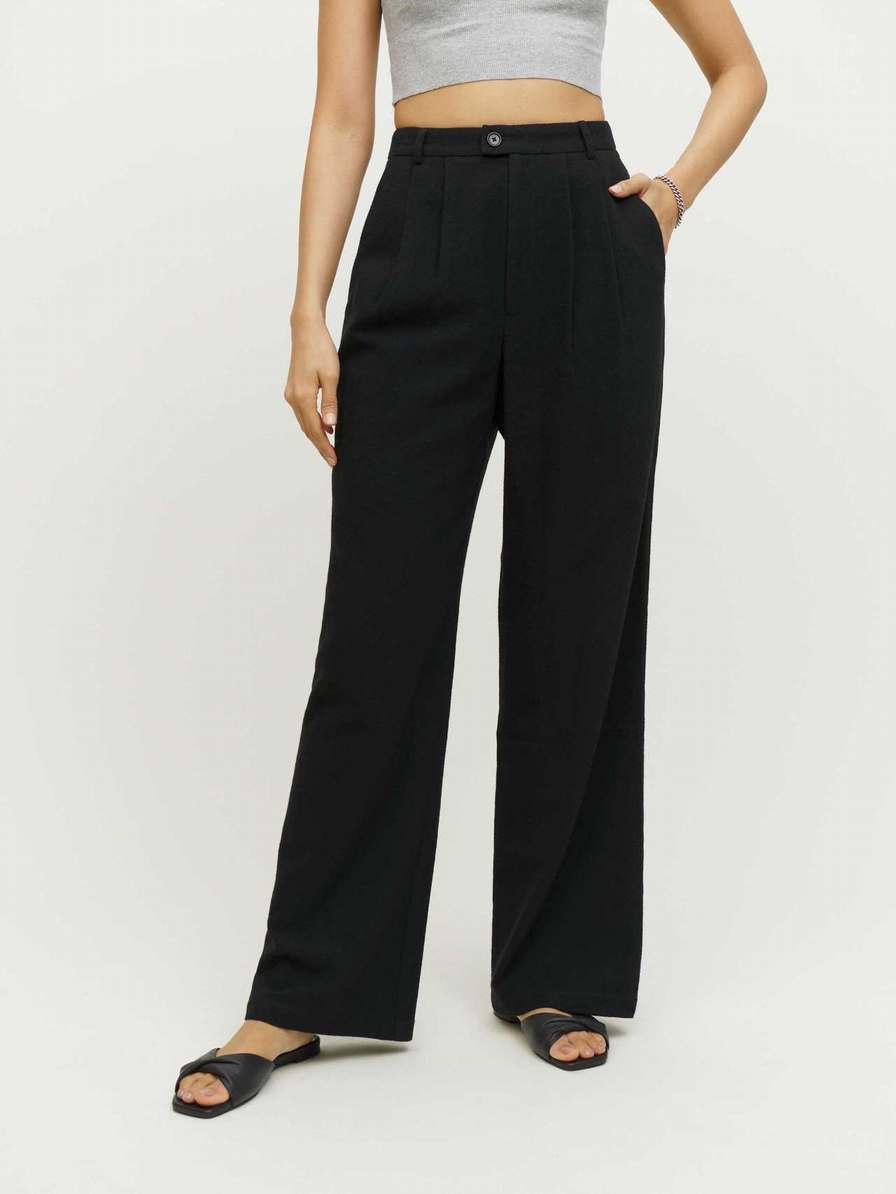 Women's Reformation Montauk Pants Black | USA-580672