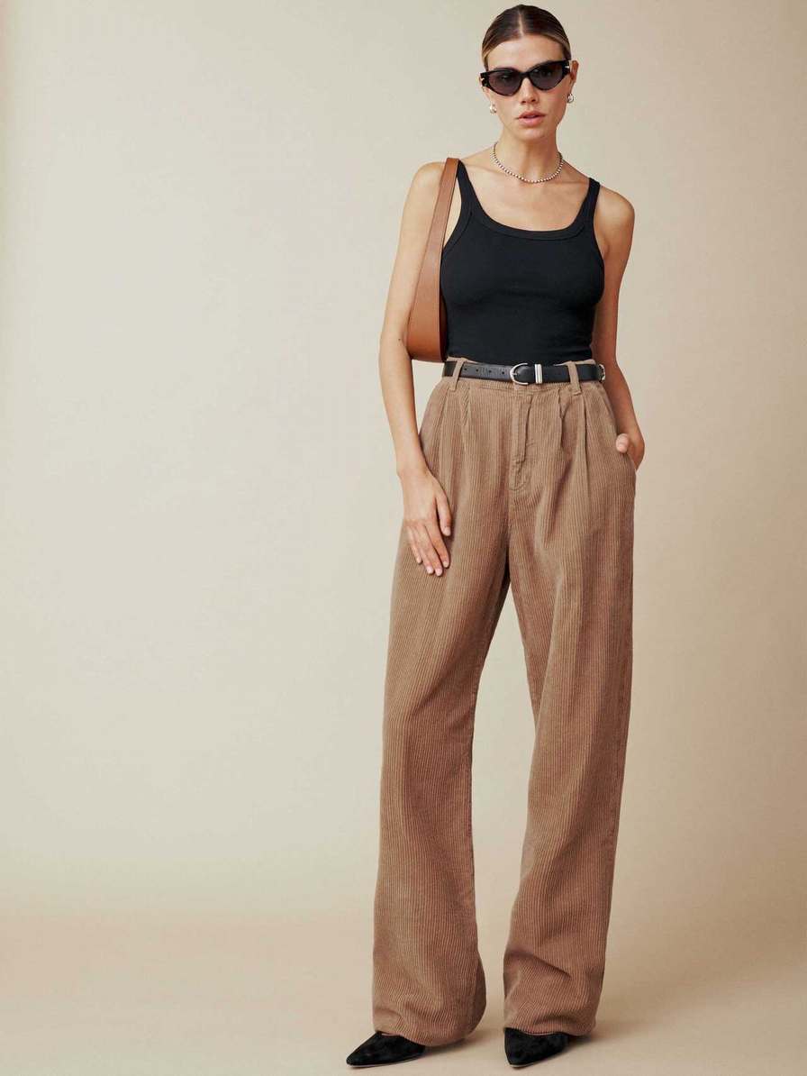 Women's Reformation Montauk Pants Khaki | USA-270813