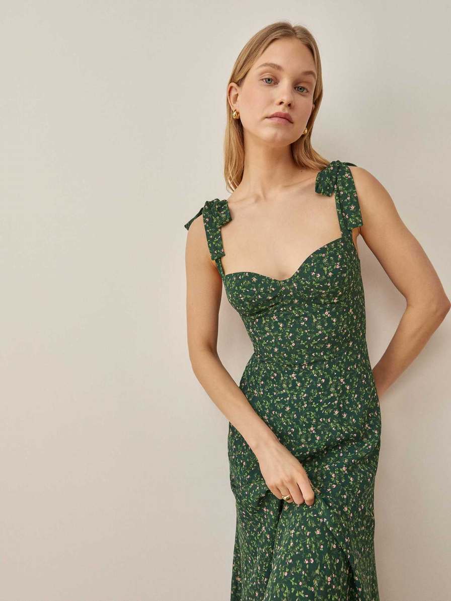 Women's Reformation Nadira Dress Dark Green | USA-627815