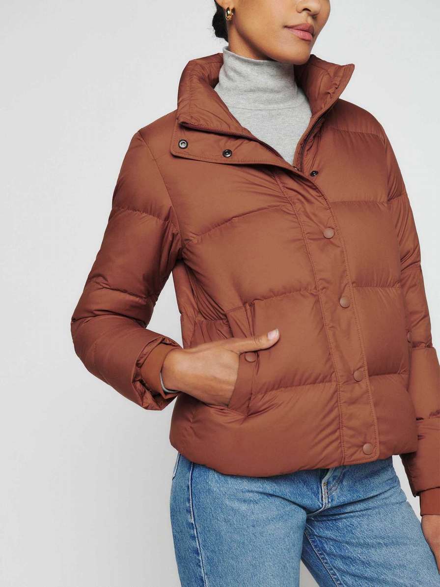 Women's Reformation Patagonia Silent Down Jackets Brown | USA-026138