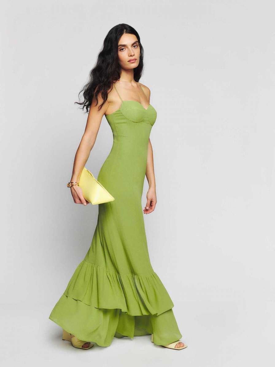 Women's Reformation Petites Fallon Dress Green | USA-576203