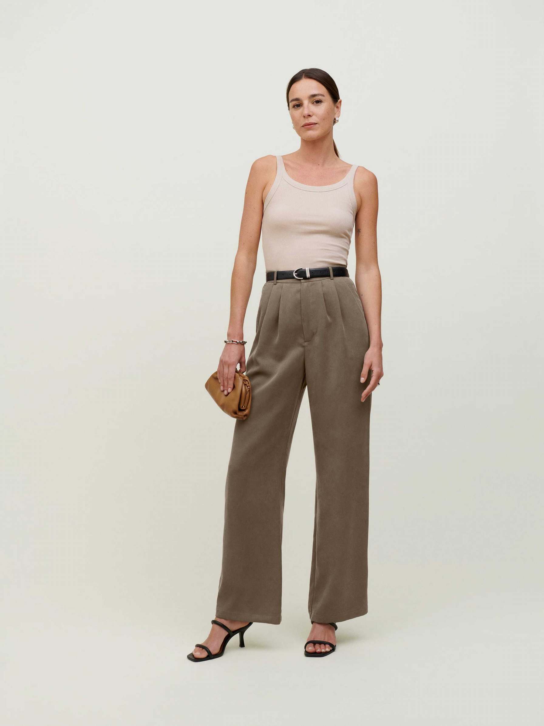 Women's Reformation Petites Mason Pants Light Brown | USA-3701468