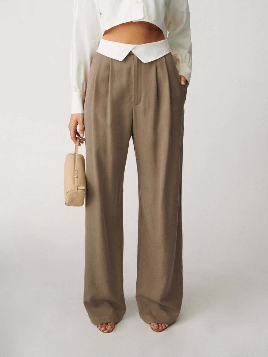 Women's Reformation Petites Stevie Pants Light Brown | USA-642170