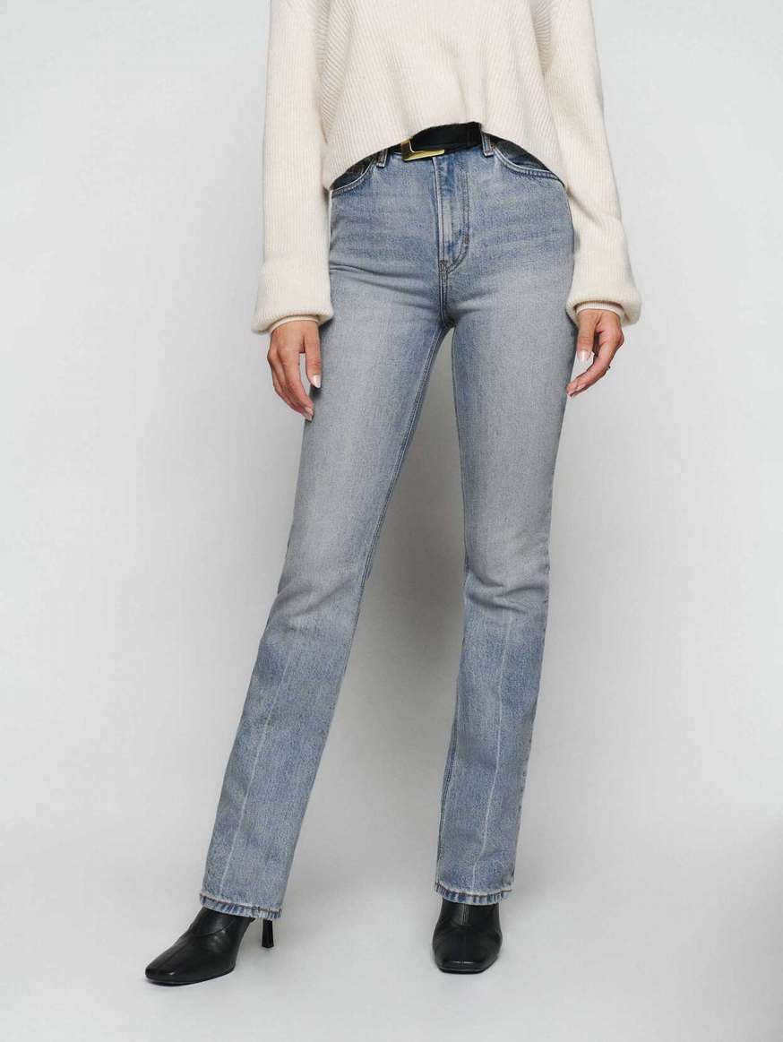 Women's Reformation Peyton High Rise Bootcut Jeans Blue | USA-613852