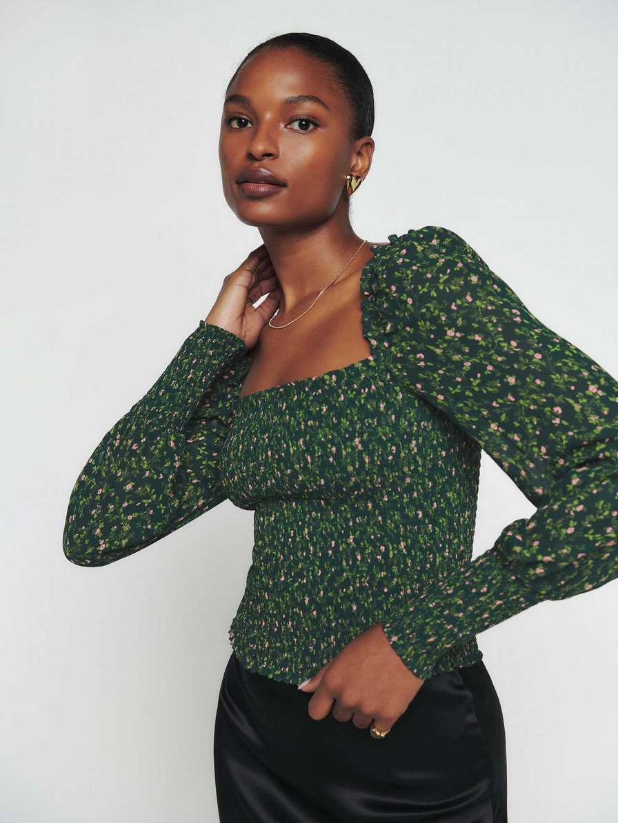 Women's Reformation Pinto Tops Dark Green | USA-830576