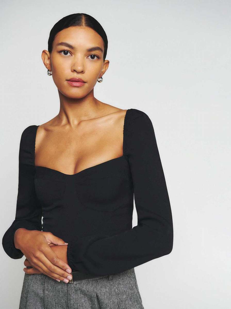 Women's Reformation Reign Tops Black | USA-320146